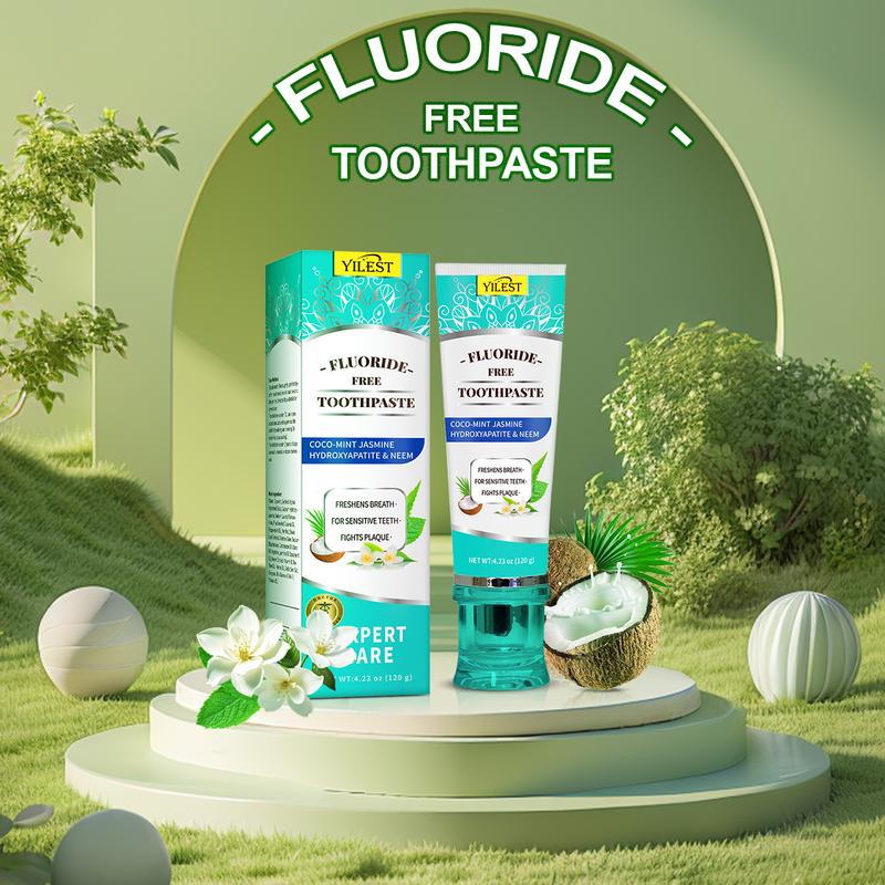 Non Fluoride, Hydroxyapatite, Whitening Toothpaste - Freshens Breath, Fights Plaque - CocoMint Jasmine Neem, 4.2oz Oral