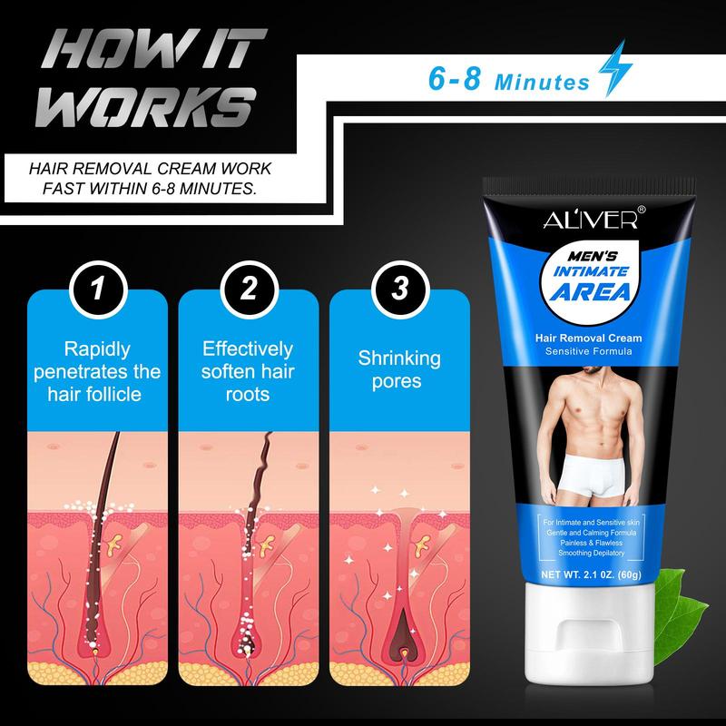 Men's Hair Removal Cream, Gentle and Non-irritating Hair Removal Cream, Clean and Refreshing Hair Removal Product for Men