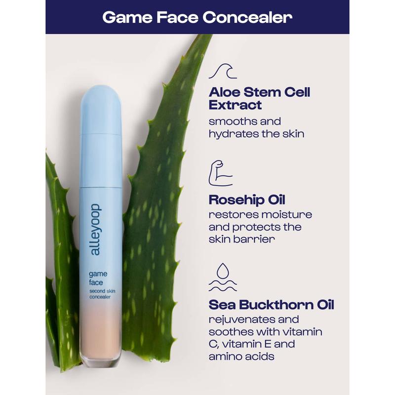 Game Face Concealer - Clean Beauty High Coverage Portable Travel-Friendly with Built-In Makeup Sponge, Vegan Long-Lasting Makeup for All Skin Types