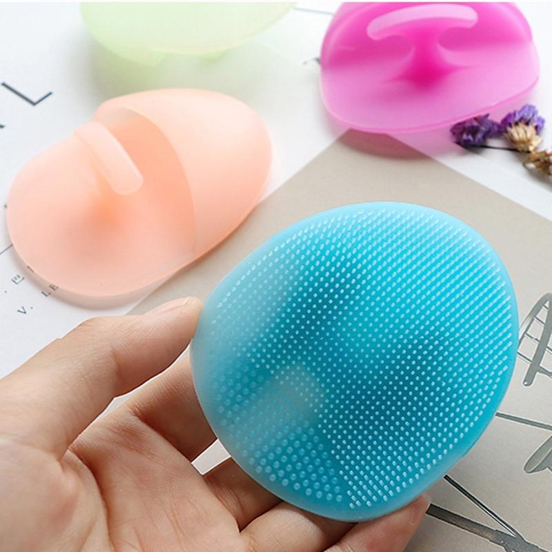 Super Soft Silicone Face Cleanser and Massager Brush Manual Facial Cleansing Brush Handheld Mat Scrubber for Sensitive, Delicate, Dry Skin (Pack of 4)