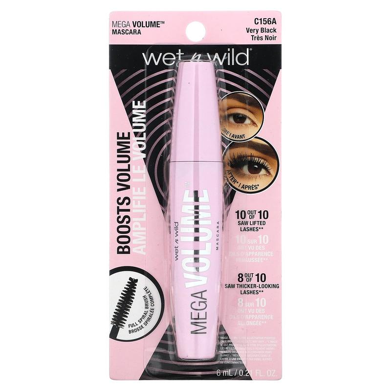 wet n wild Mega Volume Mascara, C156A Very Black, 0.21 fl oz (6 ml)