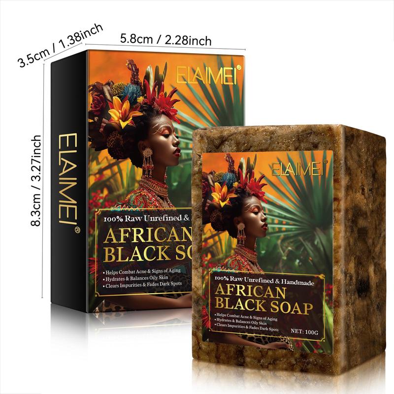 African Black Soap, 2 Counts Deep Cleansing Soap, Plant Extract Face and Body Soap, Body Wash & Care Product for Women & Men