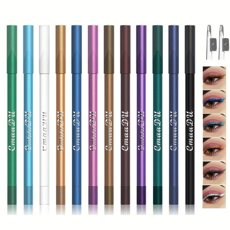 Long Lasting Eyeliner Pen (12pcs set), 2 in 1 Matte Shimmer Eyeshadow & Eyeliner Pen, Easy To Apply for Eye Makeup, Great for Professional & Beginners