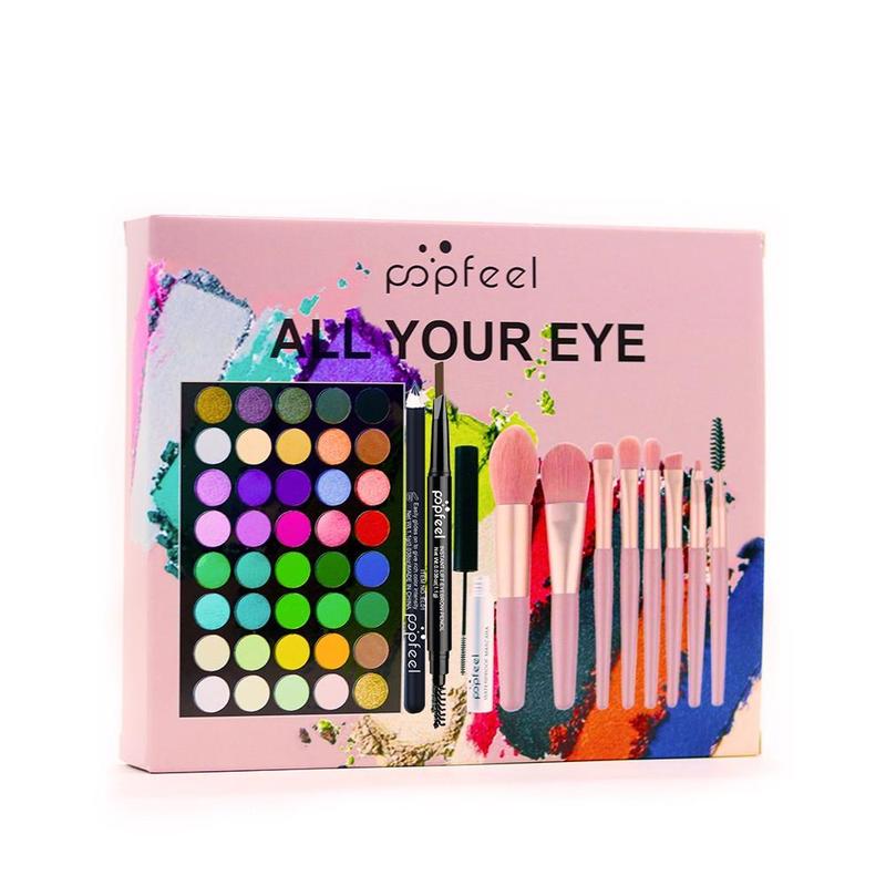 Makeup Set, 1 Set Eyeshadow Palette & Eyeliner & Mascara & Eyebrow Pen & Makeup Brushes, Colorful Eye Makeup Tool Gift Box Set, Cosmetic Product for Women