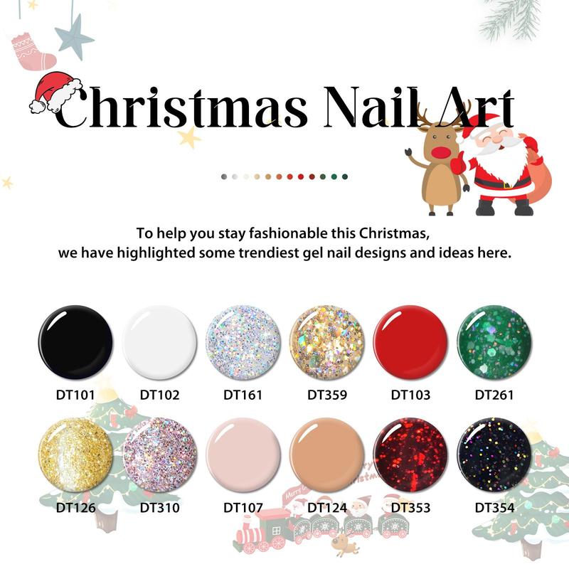 Color Gel Nail Polish Set, 12pcs set Winter Colors Semi Permanent Sparkle Gel Nail Varnish, UV LED Soak Off Gel Nail Polish