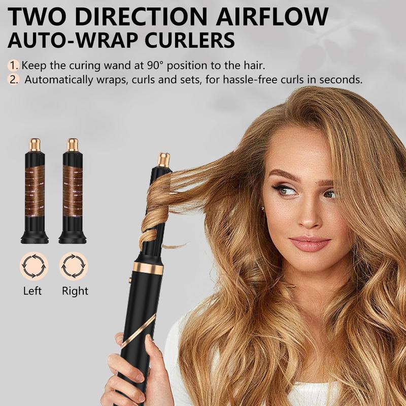 5 in 1 Hair Dryer Brush, Detachable Foldable Hot Air Styler Airflow Curling Iron for Beach Waves