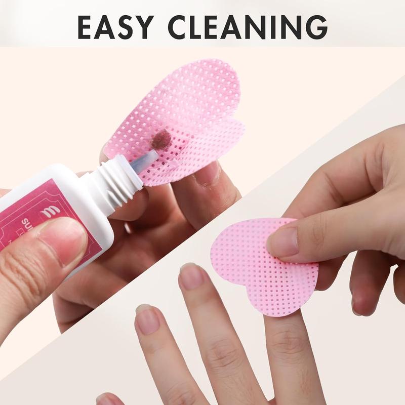 Eyelash Extension Glue Wipes 200 PCS Lint Free Nail Wipes Non-Woven Fabric Lash Glue Wipes Nail Polish Remover Wipes for Lash Extension Supplies (Pink)