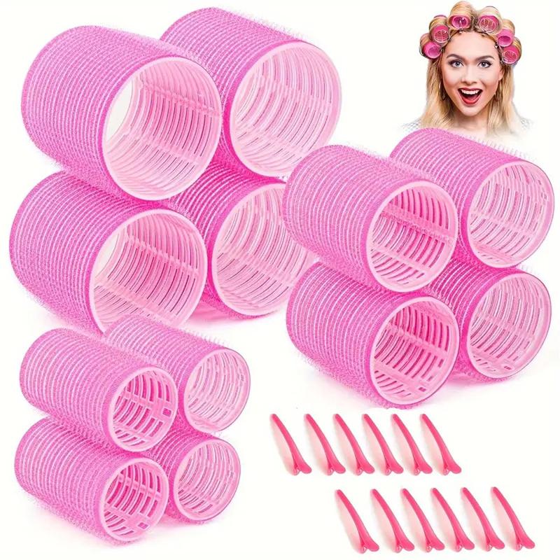 No Heat Hair Roller Set, 12pcs Mixed Size Hair Curler & 12pcs Hair Clips, Professional Hair Styling Tool for Women & Girls