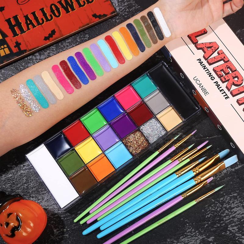 UCANBE Athena Face and Body Oil Paint Palette, Professional and Safe Non-Toxic Tattoo Halloween Special Effects Party Makeup Kit for Kids and Adults.