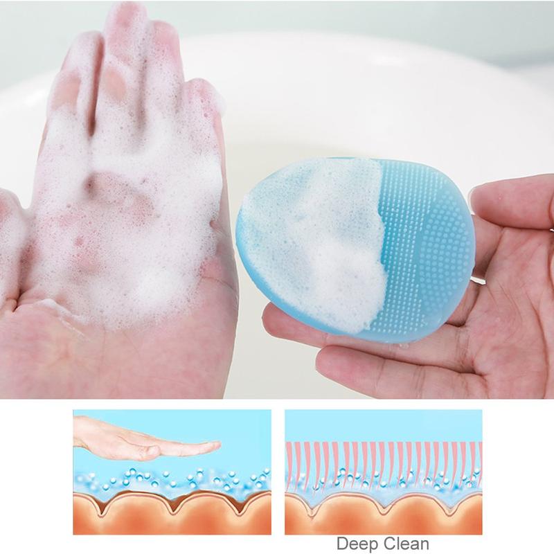 Super Soft Silicone Face Cleanser and Massager Brush Manual Facial Cleansing Brush Handheld Mat Scrubber for Sensitive, Delicate, Dry Skin (Pack of 4)