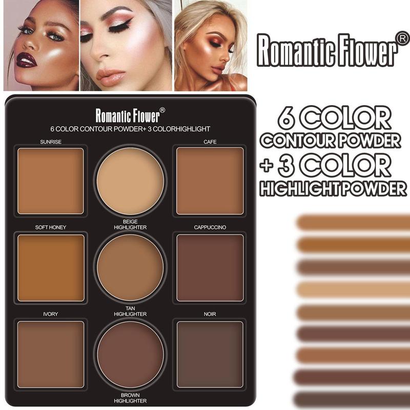 9 Color Contour & Highlighter Palette, Waterproof Full Coverage Powder Foundation Palette, Long Lasting Concealer Palette, Makeup Palette Cosmetic Palette