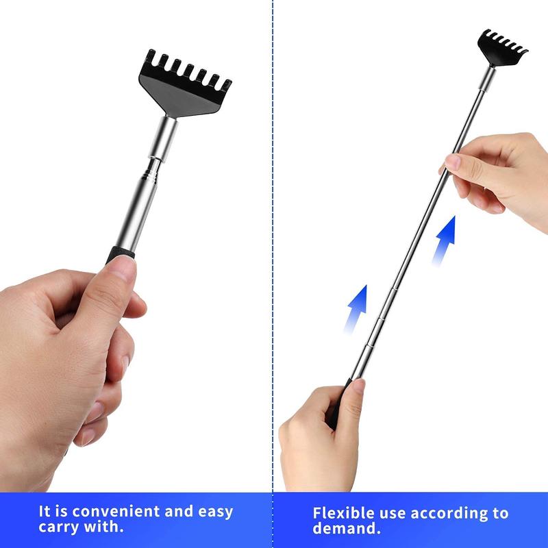 2 Pack Portable Extendable Back Scratcher, Kuvvfe Stainless Steel Telescoping Back Scratcher with Beautiful Present Packaging