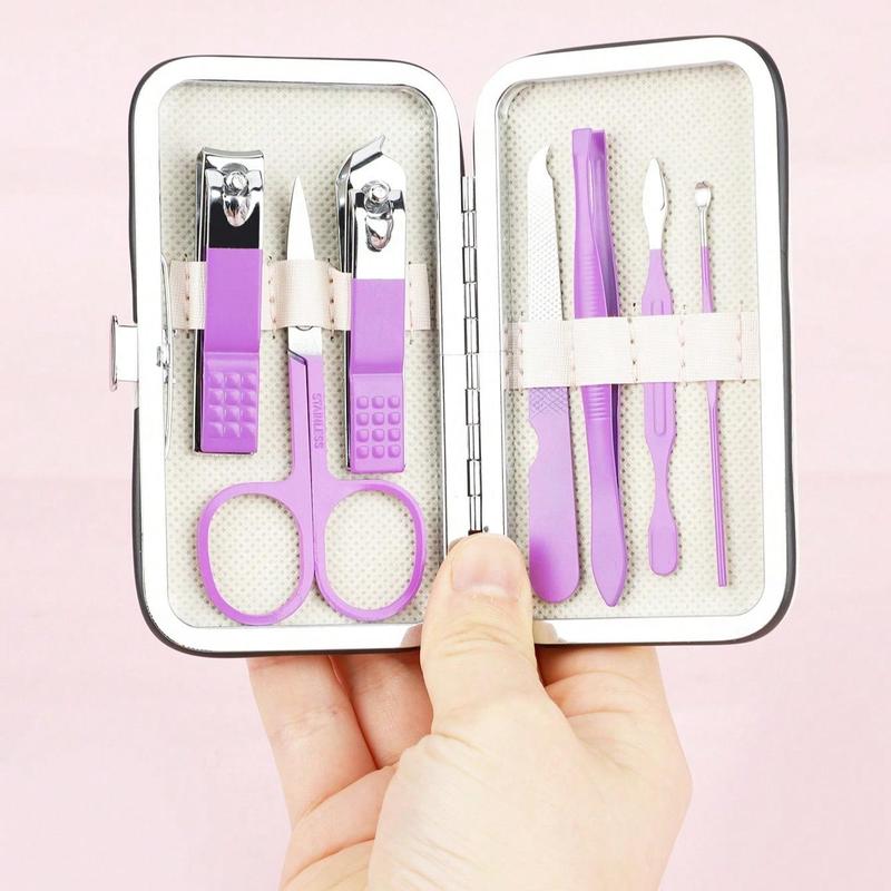 Compact Stainless Steel Nail Care Nail Clippers Set With Storage Case, 7pcs Portable Manicure Set, Professional Manicure Tool for Women & Men, Nail Art & Nail Care Tool, Nail Care Products, Christmas Gift