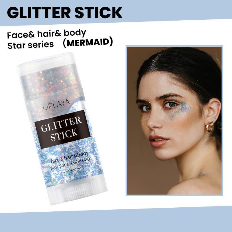 Glitter Stick, Long Lasting Body Glitter Stick, Highlighter Stick, Natural Brightening Makeup Stick, Suitable for Faces, Lips and Eyes