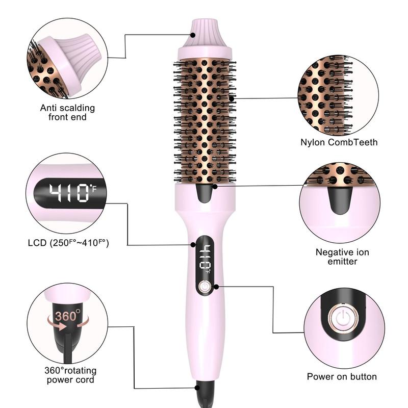 38mm PTC Heating Hair Curler Brush, Hair Styling Tool for Women & Girls, Curling Hair Iron, Hairdressing Tool for Home & Salon Use, Christmas