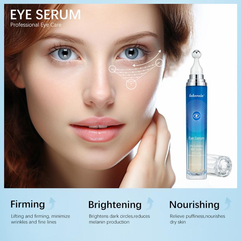 5% Roll-on Type Eye Cream,Moisturizing&Caffeine Eye Serum for Dark Circles and Puffiness,Hydrating Nourishing Skin care Gel,Under Eye Roller Cream Eye Care Lotion for Women and Men,Eye Skincare,Christmas and Thanksgiving Gifts for Mom anti-aging formula