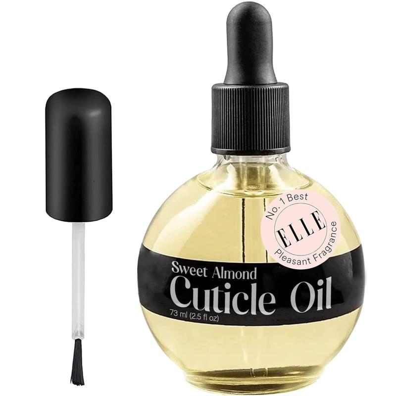 Sweet Almond Cuticle Oil For Nails - Repairs Cuticles Overnight - Moisturizes and Strengthens Nails and Cuticles - Dropper &   Brush included - 2.5oz Manicure Moisture Moisturizer Nail Care Intensive Scent Comfort Nail Polish Nail Art Nail Art