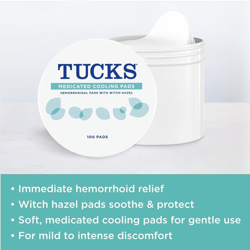 TUCKS Medicated Cooling Pads, 100 Count – Pads with Witch Hazel, Cleanses Sensitive Areas, Protects from Irritation, Hemorrhoid Treatment, Medicated Pads Used By Hospitals