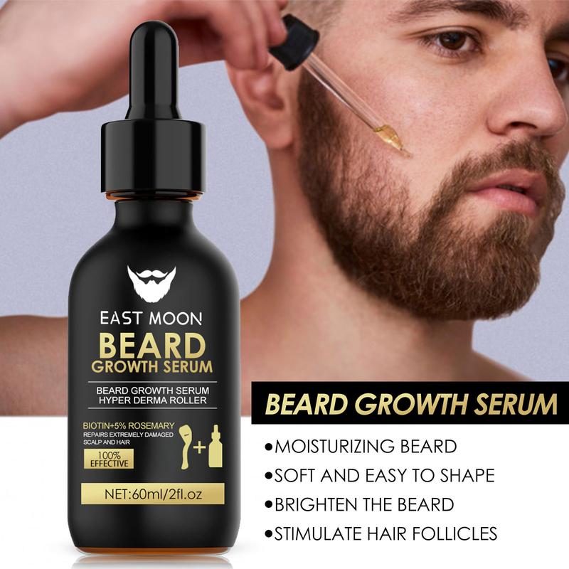 Beard Care Serum & Beard Massage Derma Roller, Beard Care Accessories for Strengthening Beard, Beard Care Product & Tool for Men Daily Use,Comfort Hair Care Supplies, Summer Gifts