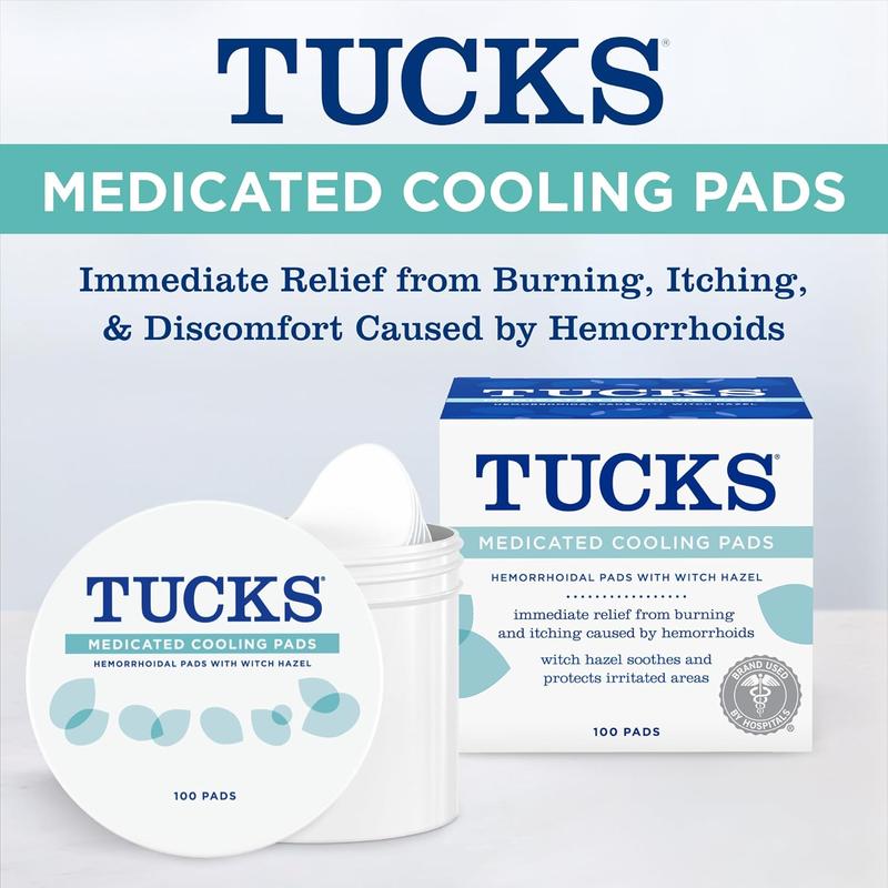 TUCKS Medicated Cooling Pads, 100 Count – Pads with Witch Hazel, Cleanses Sensitive Areas, Protects from Irritation, Hemorrhoid Treatment, Medicated Pads Used By Hospitals