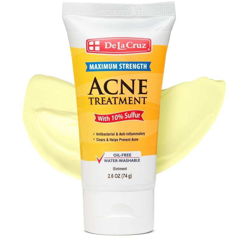 De La Cruz Sulfur Ointment - Cystic Acne Treatment for Face and Body - Daily 10 Min Spot Treatment Mask - Safe and Effective Game Changing Hormonal Acne Treatment that Clears Up Pimples - 2.6 OZ Tube