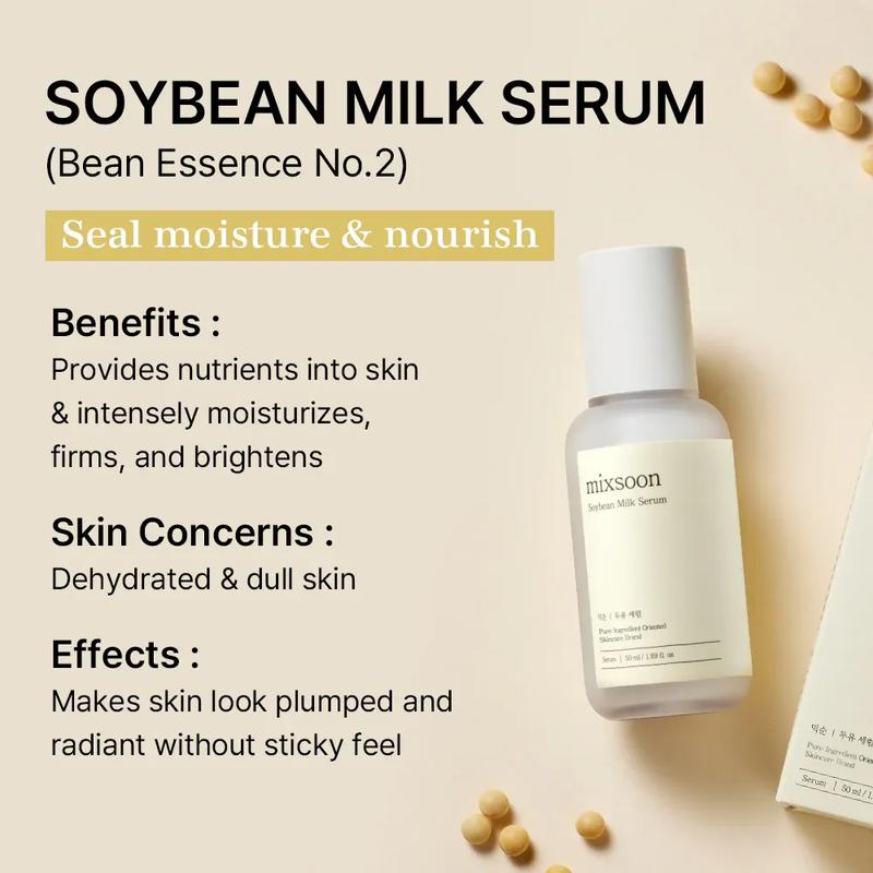 [mixsoon Official Shop] Glow Bean Set | Daily Nourishing Essentials - Bean Essence [50ml]+Bean Cream [50ml]+Soybean Milk Serum [50ml] | Korean Skincare