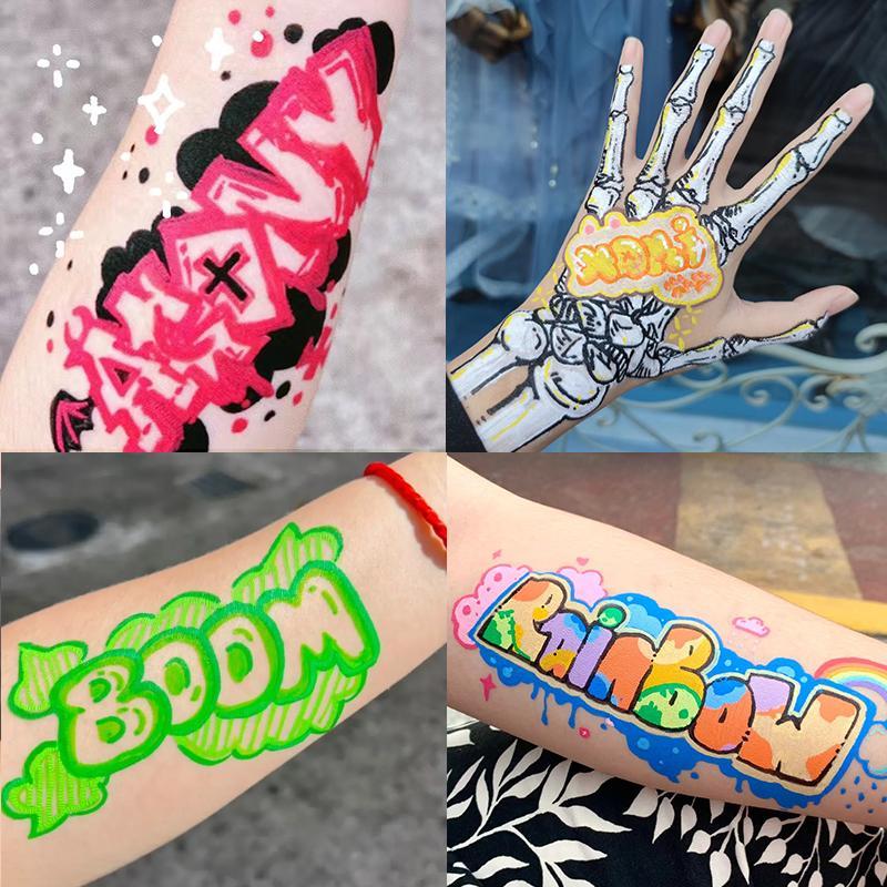 12pcs set Body Paint Marker Pen, Face Body Art Temporary Tattoo Drawing Pen, Party Supplies