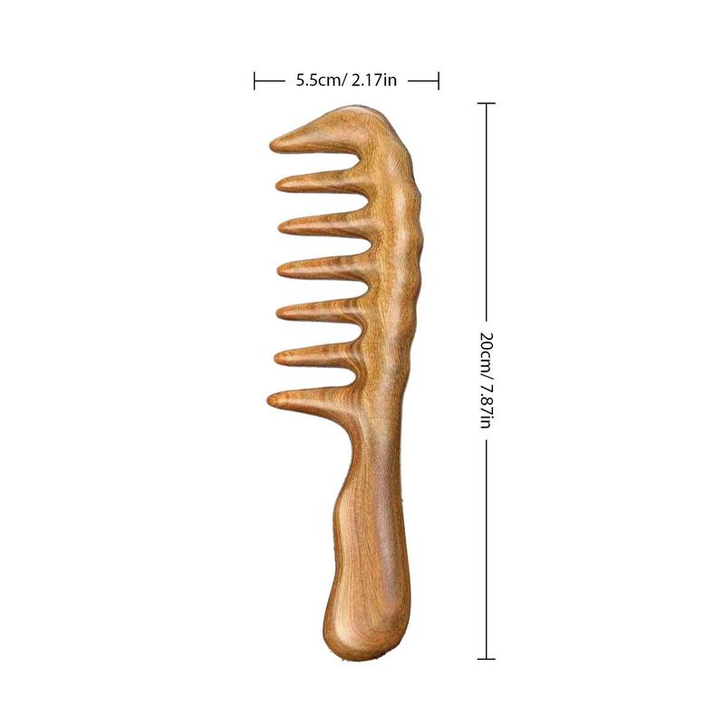 Wooden Wide Tooth Hair Comb, 1 Count Scalp Massage Comb, Curly Hair Detangling & Styling Tool, Hairdressing Comb for Women and Men