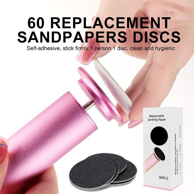 Electric Callus Remover, Foot File Grinder Tool with Speed Controller and 60pcs Replacement Sandpaper Disk for Men Women Dead Dry Crack Skin Calluses