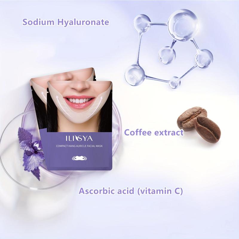 V-shaped Coffee Extract Face Mask, 5 Counts box Moisturizing Face Mask, Face Lifting Mask, Skin Care Product for Women & Girls, Christmas Gift