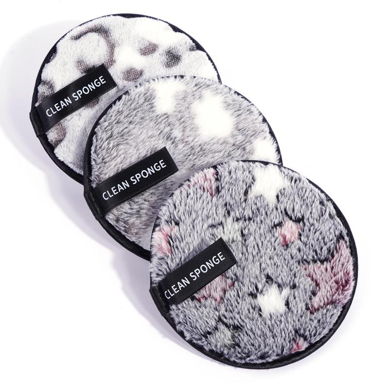 3pcs Round Makeup Remover Puff, Double Sided Makeup Remover Pad, Fluffy Face Washing & Skin Cleansing Tool, Washable Makeup Removal Cloth, Facial Cleansing Tool, Hygiene Products, Christmas Gift