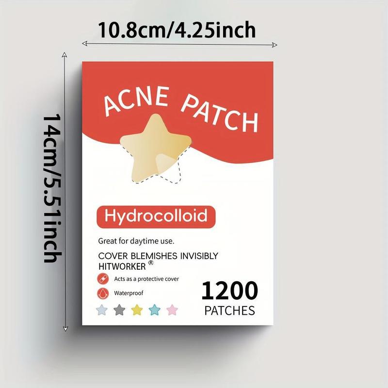 Acne Patch, 1200pcs set Star Shaped Waterproof Hydrocolloid Acne Cover Patch, Gentle Skin Care Product for All Skin Types, Christmas Christmas Gift