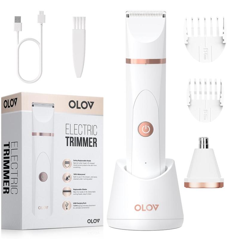 OLOV Electric Body Hair Trimmer - Groin Hair Trimmer, Private Ball Hair Trimmer for Men and Women - Replaceable Ceramic Head, USB Rechargeable, Waterproof Hygienic Shaver Safe and Fast Gift Cordless, Christmas Gift, New Year Gift