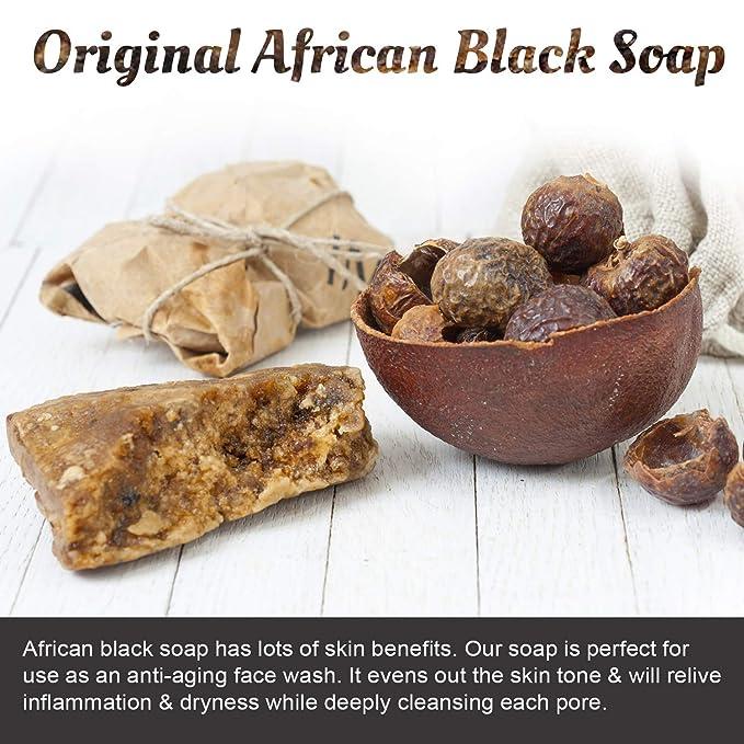 It's Pure Natural African Black Soap Bars with Activated Charcoal (Pack of 3) Organic Raw Soap for Face & Body Body Care Body Wash