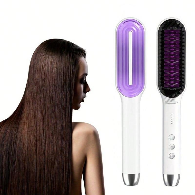 Professional Hair Straightener Brush, 5 Heat Level Fast Heating Hair Straightener, Hair Styling Comb for Women, Girls, Men, Portable Hair Curling & Straightening Tool