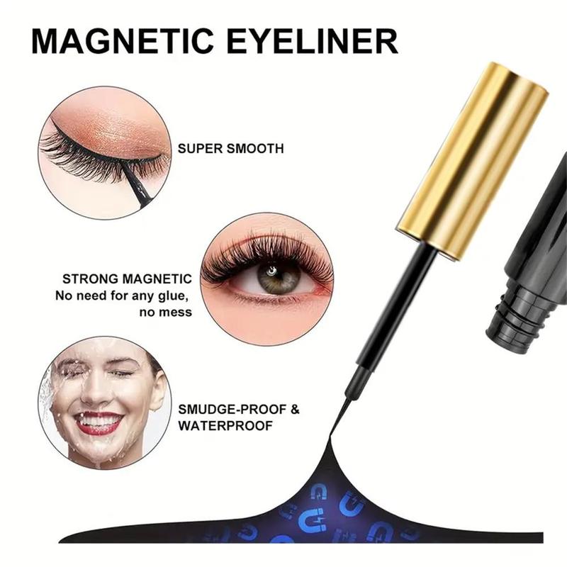 Magnetic Eyelashes with Eyeliner Kit, 5 Pairs Reusable Natural Looking Magnetic Lashes with Applicator, No Glue, Eye Makeup Product for Women & Girls