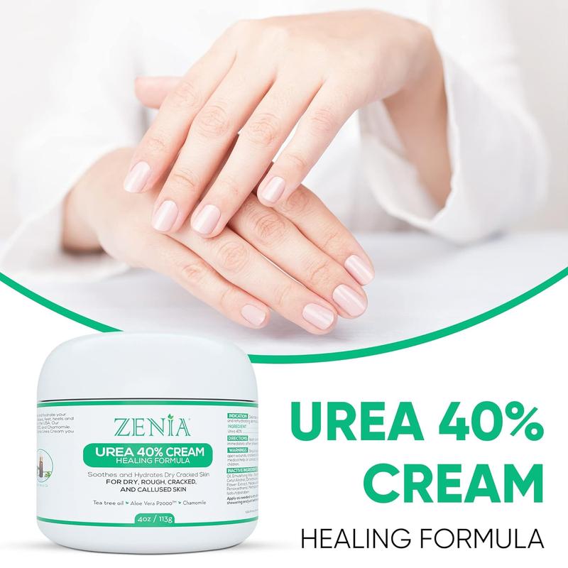 Zenia Urea 40% Foot Cream Healing Formula 4 oz With Pumice Stone - Hydrate and Moisturize Dry, Rough, Cracked & Callused Skin