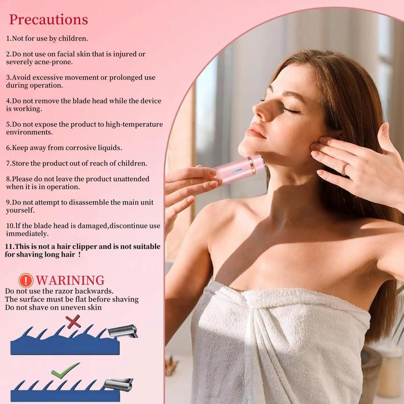 Electric Bikini Trimmer for Women, 1 Box Rechargeable 2 in 1 Body & Facial Hair Removal Tool for Christmas Gift, Waterproof Wet & Dry Use Trimmer for Women