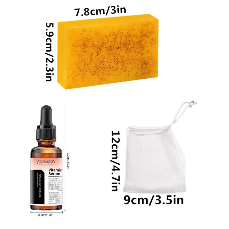 Turmeric & Kojic Acid Soap & Vitamin C Facial Serum Essence Set, 21pcs set Deep Cleaning & Moisturizing Skin Care Kit for Men & Women