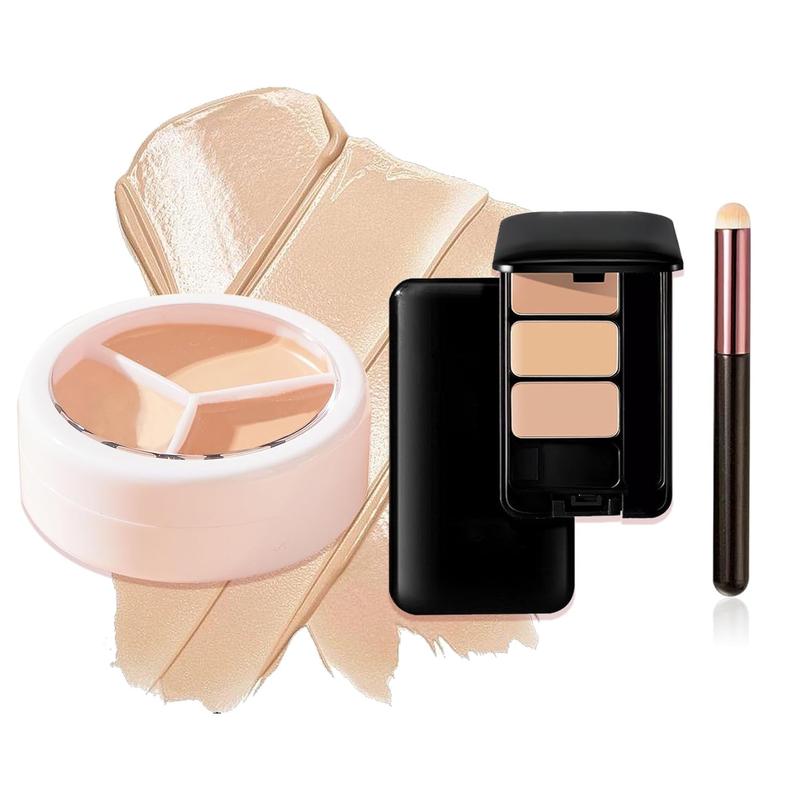 6 Color Correcting Concealer Contour Makeup Palette, Cream Concealer Contour Palette for Dark Circles, Blemishes, Redness, Highlight Long-Lasting Contour Liquid Foundation Makeup with Brush (02)