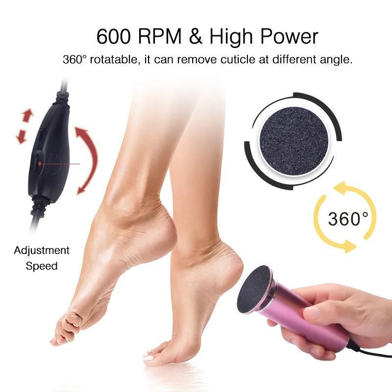 Electric Callus Remover, Foot File Grinder Tool with Speed Controller and 60pcs Replacement Sandpaper Disk for Men Women Dead Dry Crack Skin Calluses