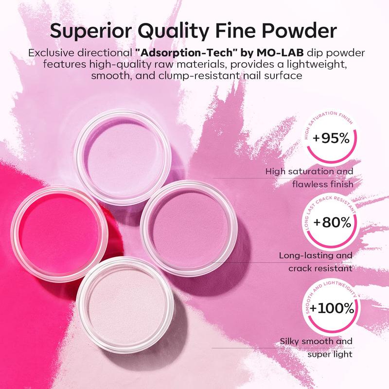 4 Colors Dip Powder Nail Starter Set, 11pcs set Nail Dipping Powder with Top Base Coat, Activator & Tools for French Nail Art, Nail Dip Powder for Home & Salon