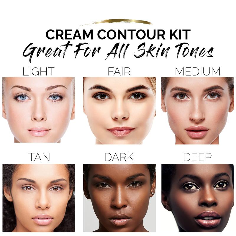 Cream Contour and Highlighting Makeup Kit - Contouring Foundation Concealer Palette - Vegan & Cruelty Free