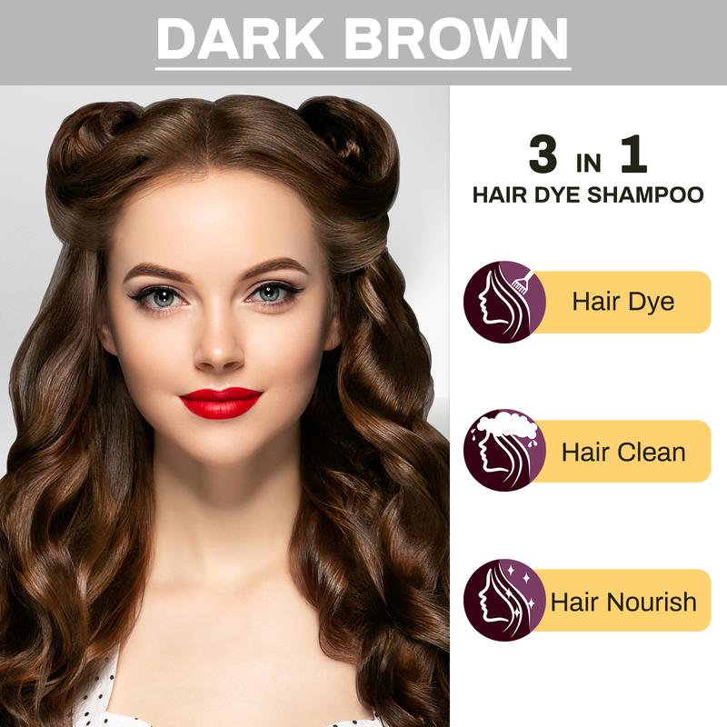 KAISASA Dark Brown Hair Dye Shampoo-Various colors available,3 in 1 Natural Hair Color Shampoo with Herbal Ingredients,Plant Haircare,  black hairdye