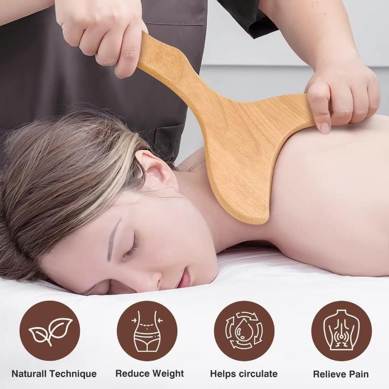 Wooden Massage Tool Set, 6 Counts Traditional Manual Massage Tools for Body Face Sculpting, Comfort Muscle Relaxation & Stretching, Home Sports Outdoor Gua Sha Tool Set, Body Care Tools, Massagers for Neck, Christmas Gift