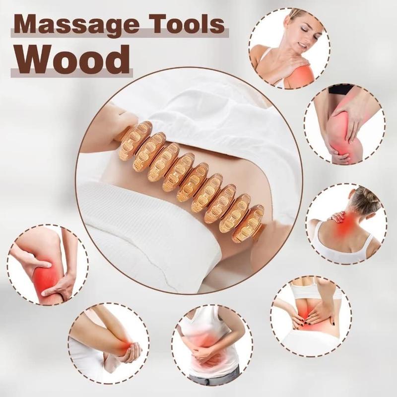 Wooden Massage Tool Set, 6 Counts Traditional Manual Massage Tools for Body Face Sculpting, Comfort Muscle Relaxation & Stretching, Home Sports Outdoor Gua Sha Tool Set, Body Care Tools, Massagers for Neck, Christmas Gift