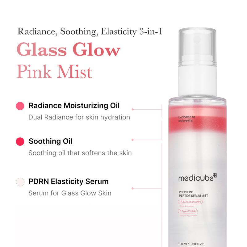 [Medicube Official] PDRN Pink Peptide Serum MistㅣPink Glass Glow Serum MistㅣHydrating, Moisturizing, Soothing, Uneven Skin Tone Moisturizer Radiant