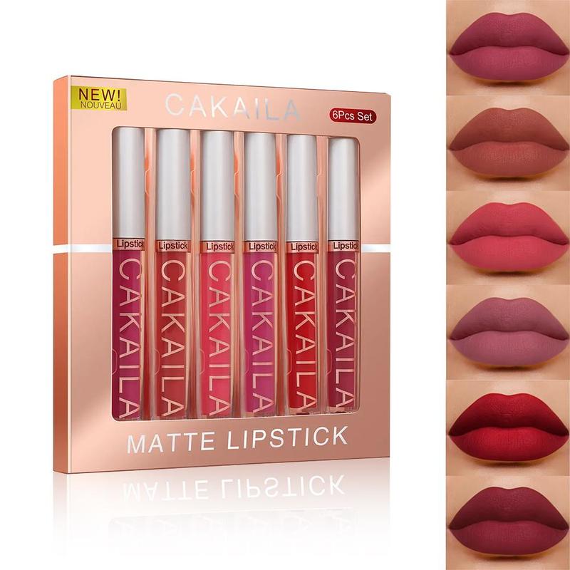 Matte Lipstick, 6 Counts Waterproof Moisturizing Easy Coloring Lip Balm Set for Various Occasions, Music Festival Makeup Supplies, Lip Gloss for Summer Gifts