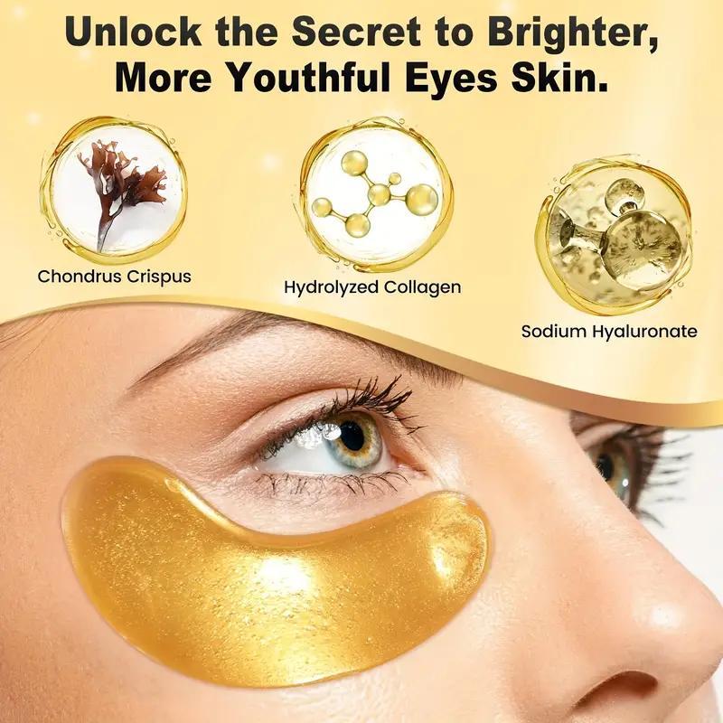 24k Golden Under Eye Patches (20 Pairs Box), Eye Mask, Collagen Skin Care Products, Firming And Moisturizing Eye Patches Comfort