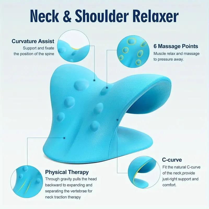 Neck & Shoulder Relaxer, 1 Count C-shaped Cervical Traction Tool, Chiropractic Pillow, Manual Neck Massager